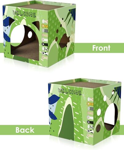 بيت من الورق المقوى للقطط من بيساب، بيت لعب كبير للقطط مع وسادات خدش مكونة من طابقين وسرير للقطط وصالة خدش للقطط الداخلية والقطط الصغيرة ومأوى مكعب قابل للتنفس لعبة صندوق الخدش المموج in Kuwait