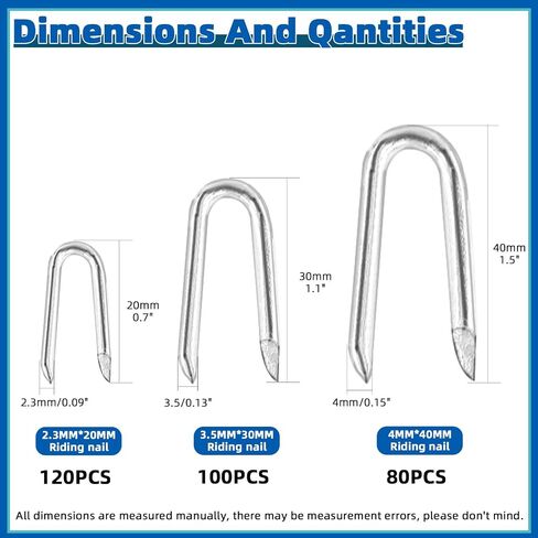Glarks 151Pcs 3 Sizes Fence Staples Fencing Pliers with Hammerhead Set, Steel Wire Fence Staples Heavy Duty Galvanized Wire Staples U Shaped Nails U Staples for Woven Fencing and Wire Mesh in Saudi Arabia