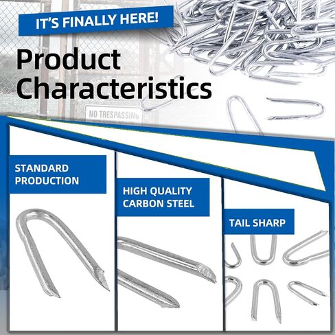 Glarks 151Pcs 3 Sizes Fence Staples Fencing Pliers with Hammerhead Set, Steel Wire Fence Staples Heavy Duty Galvanized Wire Staples U Shaped Nails U Staples for Woven Fencing and Wire Mesh in Saudi Arabia