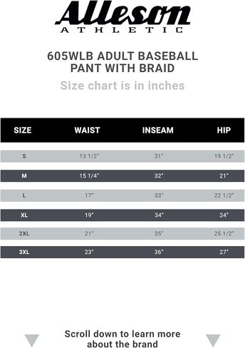 Alleson Athletic Men's Baseball Pant with Braid in Saudi Arabia