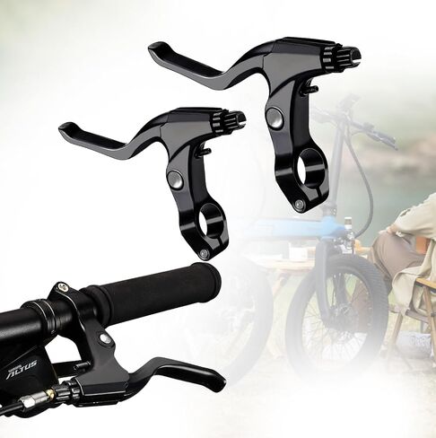 A Pair Bicycle Brake Lever Bike Brake Handle Bike Brake Levers of Universal Aluminum Alloy Bike Cycling Equipment Accessory for Mountain Road Folding Mountain Kids Bike 2.2cm Diameter (Black) in Saudi Arabia