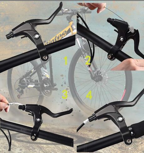 A Pair Bicycle Brake Lever Bike Brake Handle Bike Brake Levers of Universal Aluminum Alloy Bike Cycling Equipment Accessory for Mountain Road Folding Mountain Kids Bike 2.2cm Diameter (Black) in Saudi Arabia