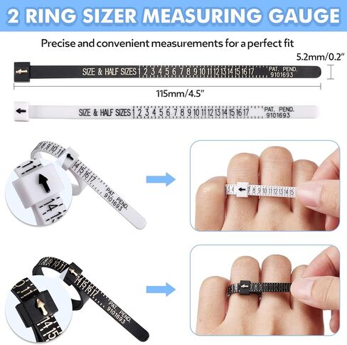 أداة ضبط حجم الحلقة من Anpro للحلقات الفضفاضة - مجموعة أدوات ضبط حجم الحلقة 118 قطعة تتضمن 16 أداة ضبط حلقة غير مرئية، 8 أدوات شد سيليكون حلزونية، ملصق EVA غير مرئي، أداة قياس حجم الحلقة in Kuwait