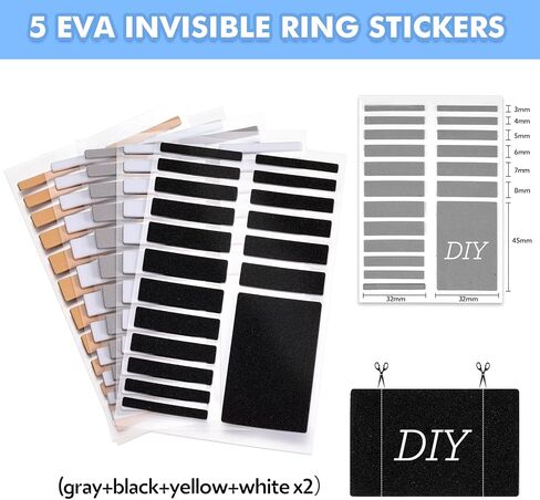 أداة ضبط حجم الحلقة من Anpro للحلقات الفضفاضة - مجموعة أدوات ضبط حجم الحلقة 118 قطعة تتضمن 16 أداة ضبط حلقة غير مرئية، 8 أدوات شد سيليكون حلزونية، ملصق EVA غير مرئي، أداة قياس حجم الحلقة in Kuwait