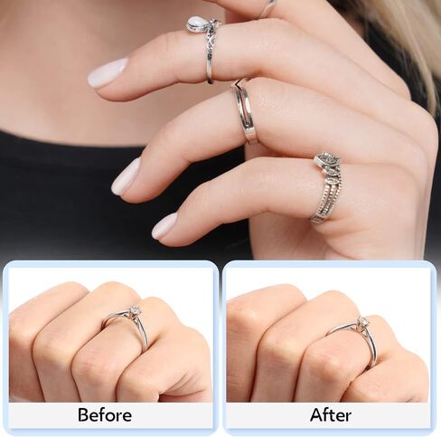 أداة ضبط حجم الحلقة من Anpro للحلقات الفضفاضة - مجموعة أدوات ضبط حجم الحلقة 118 قطعة تتضمن 16 أداة ضبط حلقة غير مرئية، 8 أدوات شد سيليكون حلزونية، ملصق EVA غير مرئي، أداة قياس حجم الحلقة in Kuwait