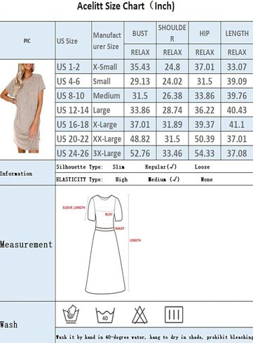Acelitt Women Casual Summer Crewneck Short Sleeve Ribbed Mini Tshirt Dress,S-XXL in Saudi Arabia