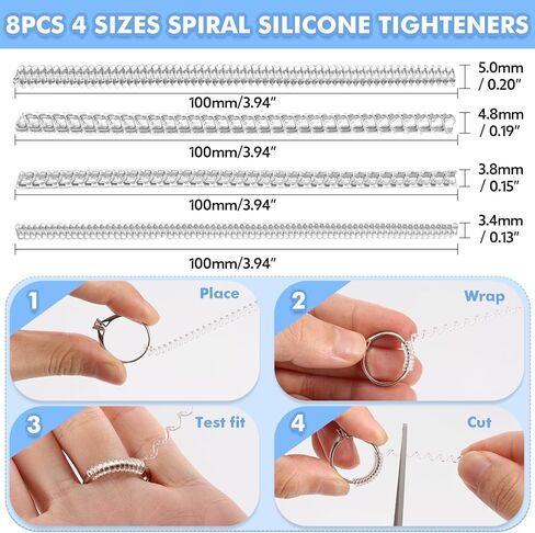 Anpro Ring Size Adjuster for Loose Rings- 118 Pcs Ring Size Adjusters Set Includes 16 Plug-in Invisible Ring Adjuster, 8 Spiral Silicone Tightener, EVA Invisible Sticker,Ring Size Measuring Tool in Saudi Arabia