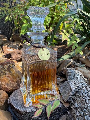 Liquor Alcohol Bottle Decanter Label (ONE) Tag Hand-Stamped Brass Round on Leather String, Gift Ideas for Men, Home Bar Decor, Wedding Gift Idea (Whiskey Tequila Rum Gin Vodka Scotch Bourbon (Bourbon) in Saudi Arabia