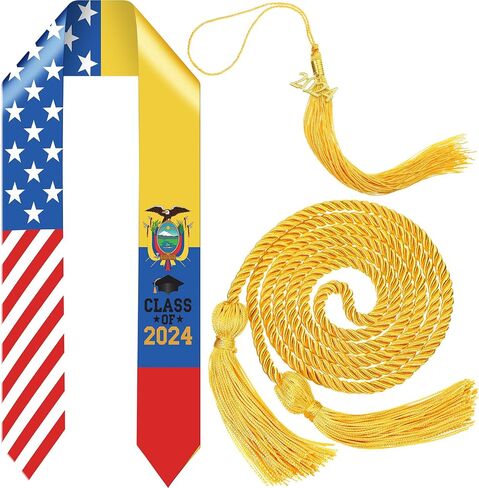 Graduation Stole Class of 2024 Graduation Sash with Cap Tassel Gold Graduation Cords for International Students in Saudi Arabia