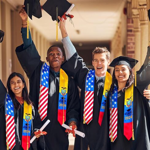 Graduation Stole Class of 2024 Graduation Sash with Cap Tassel Gold Graduation Cords for International Students in Saudi Arabia