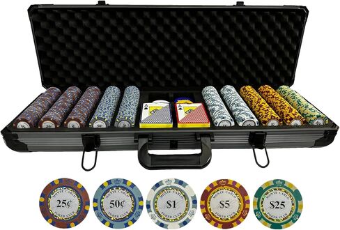 500 Piece Monte Carlo Low Denomination Poker Chip Set - 14g Heavy Clay Casino Grade Small Stakes Monte Carlo Poker Chips Small Denomination Cash Game Set in Saudi Arabia