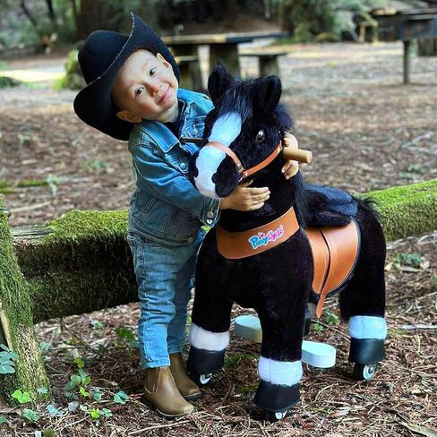 PonyCycle Ride on Toys Kids Riding Horse Ride-on Rocking Horse Pony Cycle for Toddlers Walking Animal Unicorn Toys Birthday Gifts Black Horse Size 4 for Age 4-8 Ux426 in Saudi Arabia