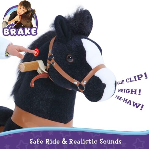 PonyCycle Ride on Toys Kids Riding Horse Ride-on Rocking Horse Pony Cycle for Toddlers Walking Animal Unicorn Toys Birthday Gifts Black Horse Size 4 for Age 4-8 Ux426 in Saudi Arabia