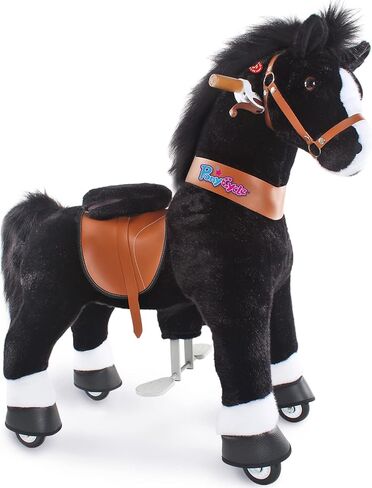 PonyCycle Ride on Toys Kids Riding Horse Ride-on Rocking Horse Pony Cycle for Toddlers Walking Animal Unicorn Toys Birthday Gifts Black Horse Size 4 for Age 4-8 Ux426 in Saudi Arabia