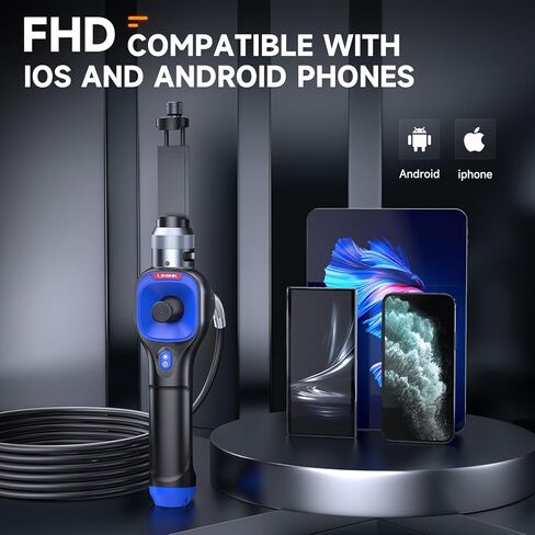360 Articulating Borescope, LIMINK Industrial Endoscope with 0.24" Articulated Snake Camera, Inspection Camera with Steerable Probe, 6 Adjustable LED Lights, for iPhone and Android - 3.3ft in Kuwait