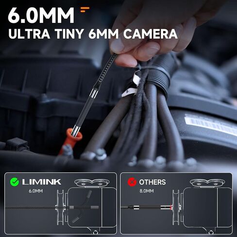 360 Articulating Borescope, LIMINK Industrial Endoscope with 0.24" Articulated Snake Camera, Inspection Camera with Steerable Probe, 6 Adjustable LED Lights, for iPhone and Android - 3.3ft in Kuwait