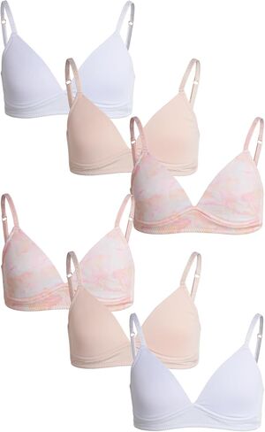 Danskin Girls' Training Bras - 3 Pack/6 Pack Molded Microfiber A-Cup Bra with J Hook Straps - No Wire Bra for Girls (30A-36A) in Saudi Arabia