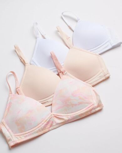 Danskin Girls' Training Bras - 3 Pack/6 Pack Molded Microfiber A-Cup Bra with J Hook Straps - No Wire Bra for Girls (30A-36A) in Saudi Arabia