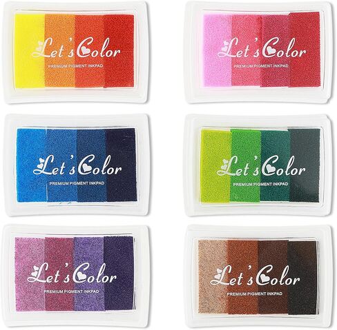 Prasacco 6 Packs Craft Ink Pad for Stamps, Washable Rainbow Ink Stamp Pads for Kids DIY Multicolor Finger Print Ink Pads for Card Making, Stamping, Scrapbooking (24 Colors) in Saudi Arabia