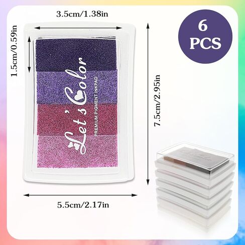 Prasacco 6 Packs Craft Ink Pad for Stamps, Washable Rainbow Ink Stamp Pads for Kids DIY Multicolor Finger Print Ink Pads for Card Making, Stamping, Scrapbooking (24 Colors) in Saudi Arabia
