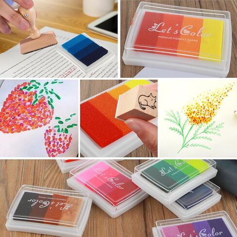 Prasacco 6 Packs Craft Ink Pad for Stamps, Washable Rainbow Ink Stamp Pads for Kids DIY Multicolor Finger Print Ink Pads for Card Making, Stamping, Scrapbooking (24 Colors) in Saudi Arabia