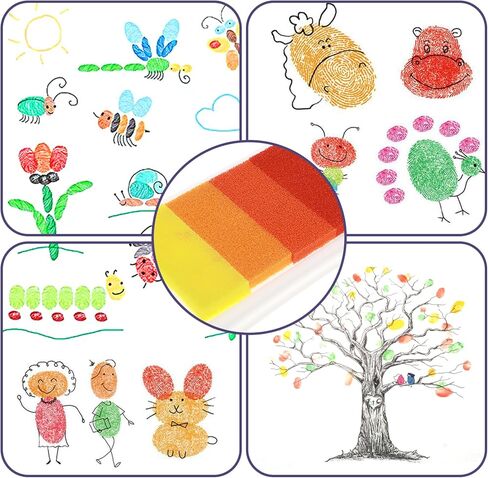 Prasacco 6 Packs Craft Ink Pad for Stamps, Washable Rainbow Ink Stamp Pads for Kids DIY Multicolor Finger Print Ink Pads for Card Making, Stamping, Scrapbooking (24 Colors) in Saudi Arabia