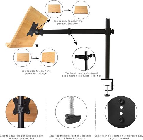 wishacc Book Stand Height Adjustable - X-Large Table Side Bamboo Reading Mount Holder with Clamp for Reading Hands Free, Desktop Cookbook Rest 15.4 x 11 inch in Saudi Arabia