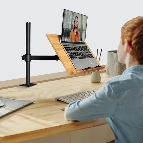 wishacc Book Stand Height Adjustable - X-Large Table Side Bamboo Reading Mount Holder with Clamp for Reading Hands Free, Desktop Cookbook Rest 15.4 x 11 inch in Kuwait