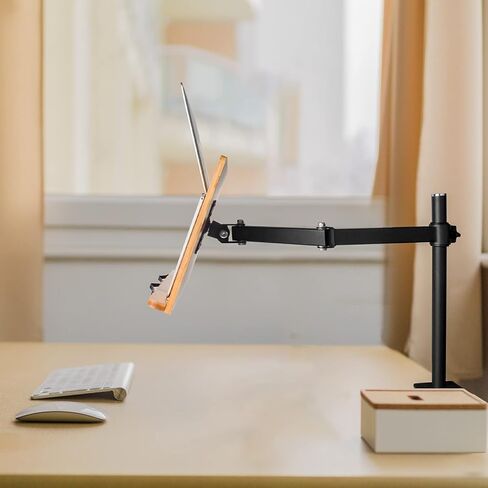 wishacc Book Stand Height Adjustable - X-Large Table Side Bamboo Reading Mount Holder with Clamp for Reading Hands Free, Desktop Cookbook Rest 15.4 x 11 inch in Saudi Arabia