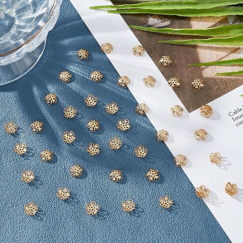 UNICRAFTALE About 100Pcs Bead Cap 304 Stainless Steel Flower Bead Caps Golden Bead End Caps 8mm Tibetan Gold Spacer Beads Caps for Bracelet Necklace Earrings Jewelry Making Supplies in Saudi Arabia