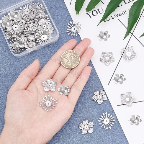 UNICRAFTALE About 100Pcs Bead Cap 304 Stainless Steel Flower Bead Caps Golden Bead End Caps 8mm Tibetan Gold Spacer Beads Caps for Bracelet Necklace Earrings Jewelry Making Supplies in Saudi Arabia