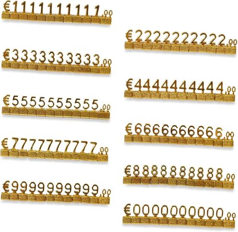 50 قطعة شارة السعر الرقمية EUR € السعر 3D رفوف معدنية قابلة للتعديل طقم مكعب السعر تسميات لمتجر الساعات والمجوهرات مكتب عرض الذهب in Kuwait
