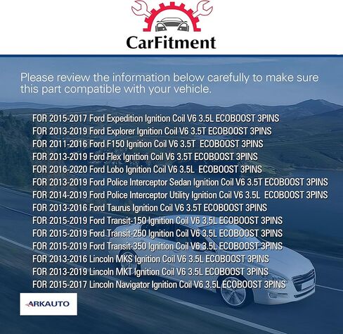 6PCS HIGH PERFORMANCE 3PINS IGNITION COIL DG549 UF646 BL3Z12029B/C FOR FORD Expedition Explorer F150 Flex Police Interceptor Taurus Transit-150 250 350 Lincoln MKS MKT Navigator 3.5 3.5T V6 ECOBOOST in Kuwait