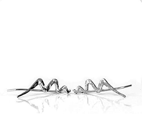 Pair of Wave Ear climbers, Unique Hammered 925 Sterling Silver Statement Glam Crawler Earrings, Lightning Ear Sweeps, Length 1 Inch, Cool Handmade Jewelry for Women by Sigalagia in Saudi Arabia