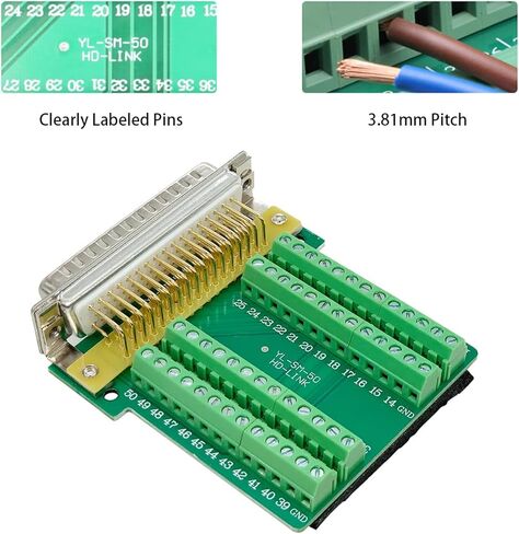 DB50 Solderless Connector, D-SUB 50-pin Port Terminal Adapter HDB50 Breakout Board with Nuts (Female) in Kuwait