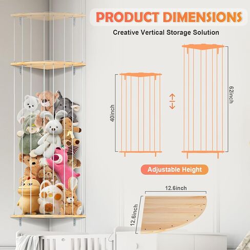 Stuffed Animal Storage - Stuffed Animal Zoo Wood Soft Toy Organizer Plush Toy Holder Nursery Room Organizer Zoo Cage Stuffed Animal Holder Nursery Playroom in Saudi Arabia