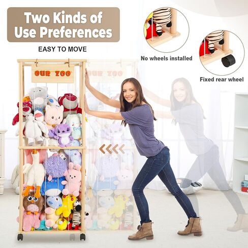 Stuffed Animal Storage - Stuffed Animal Zoo Wood Soft Toy Organizer Plush Toy Holder Nursery Room Organizer Zoo Cage Stuffed Animal Holder Nursery Playroom in Saudi Arabia