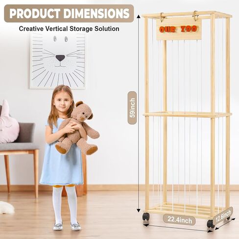 Stuffed Animal Storage - Stuffed Animal Zoo Wood Soft Toy Organizer Plush Toy Holder Nursery Room Organizer Zoo Cage Stuffed Animal Holder Nursery Playroom in Saudi Arabia