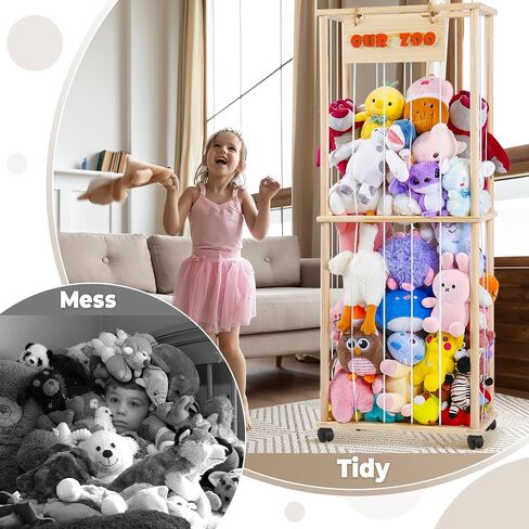 Stuffed Animal Storage - Stuffed Animal Zoo Wood Soft Toy Organizer Plush Toy Holder Nursery Room Organizer Zoo Cage Stuffed Animal Holder Nursery Playroom in Saudi Arabia