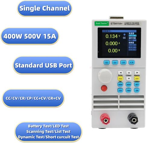 جهاز اختبار الحمل الإلكتروني ET5420A+ جهاز اختبار الحمل USB DC ثنائي القناة، محلل إمداد طاقة بطارية الليثيوم (0-150 فولت، 0-20 أمبير*2، 0-200 واط*2) in Kuwait