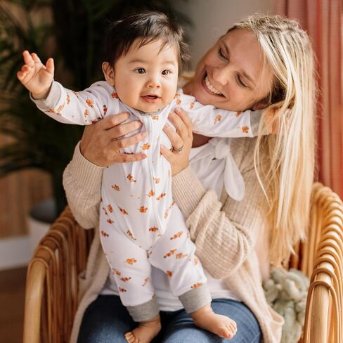 Burt's Bees Baby Baby Girls Pajamas, Sleep and Play Loose Fit, 100% Organic Cotton, Soft One-piece PJs, Diagonal Zip Up Romper Newborn Essentials with Interior Zipper Guard in sizes NB to 6-9 Months in Saudi Arabia