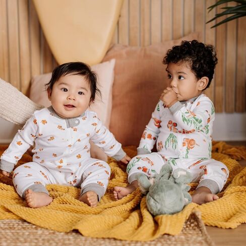 Burt's Bees Baby Baby Girls Pajamas, Sleep and Play Loose Fit, 100% Organic Cotton, Soft One-piece PJs, Diagonal Zip Up Romper Newborn Essentials with Interior Zipper Guard in sizes NB to 6-9 Months in Saudi Arabia