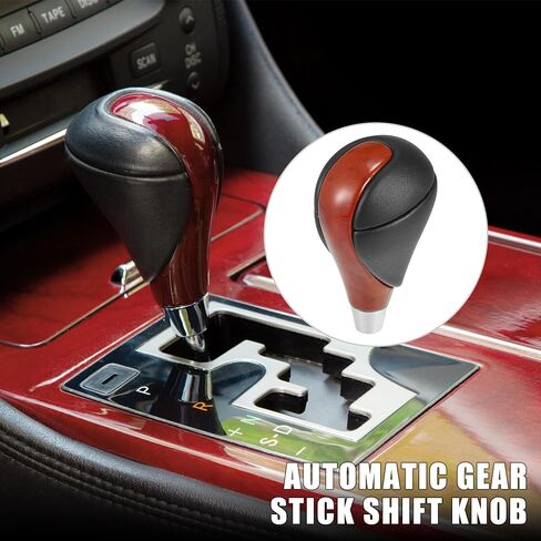 X AUTOHAUX Car Auto Automatic Gear Stick Shift Knob for Lexus ES350 2007-2015 GS450 2007-2011 for Lexus RX450h Black Faux Leather Brown in Saudi Arabia