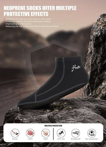 Hevto Neoprene Socks 3mm Men Women Water Booties Socks Anti-Slip Beach Swimming Scuba Diving Surfing Socks in Saudi Arabia