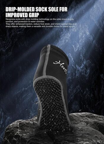 Hevto Neoprene Socks 3mm Men Women Water Booties Socks Anti-Slip Beach Swimming Scuba Diving Surfing Socks in Saudi Arabia