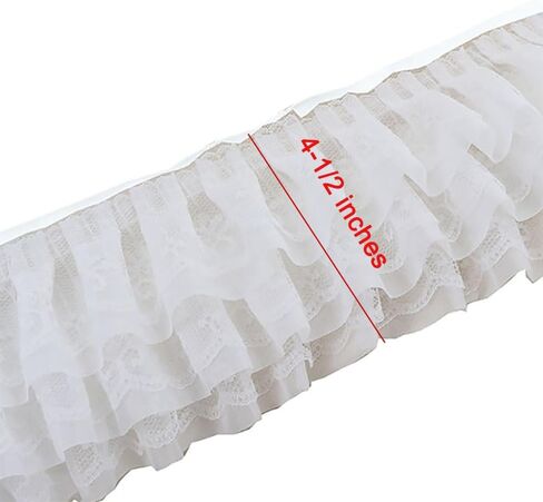 2 Yards Pleated lace Fabric Trim 3 Layers Ruffled lace triming for Sewing DIY Extend Dress Cuff Blouse Lace Fabric Triming (Black) in Saudi Arabia