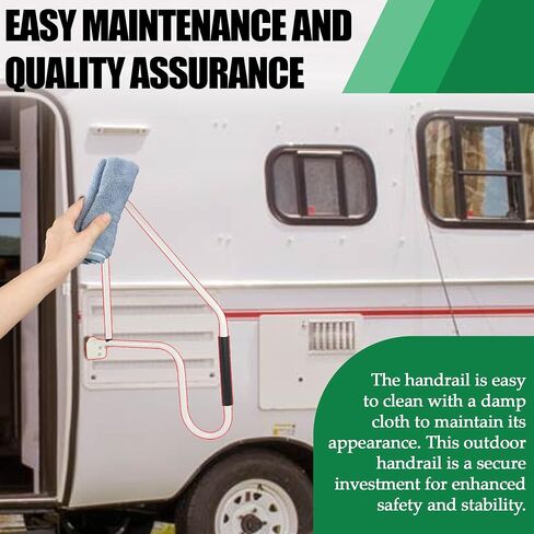 RV مقبض الباب خطوة القضبان ملحقات RV للخارج RV مزلاج موسع الدرابزين في الهواء الطلق جدار جبل لمقطورة RV حديقة خطوات السلامة انتزاع القضبان درابزين الدرج للأطفال، كبار السن - أبيض in Kuwait