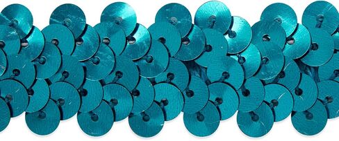 Trims by the Yard 5 Yards of 2 Row 7/8" Metallic Stretch Sequin Trim, Turquoise in Saudi Arabia