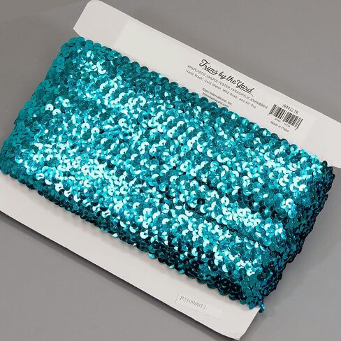 Trims by the Yard 5 Yards of 2 Row 7/8" Metallic Stretch Sequin Trim, Turquoise in Saudi Arabia