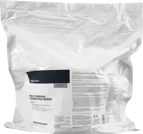 مناديل مطهرة متعددة الأغراض من أمازون التجارية، أكياس إعادة التعبئة، عدد 1600، عبوتان من 800 قطعة in Kuwait